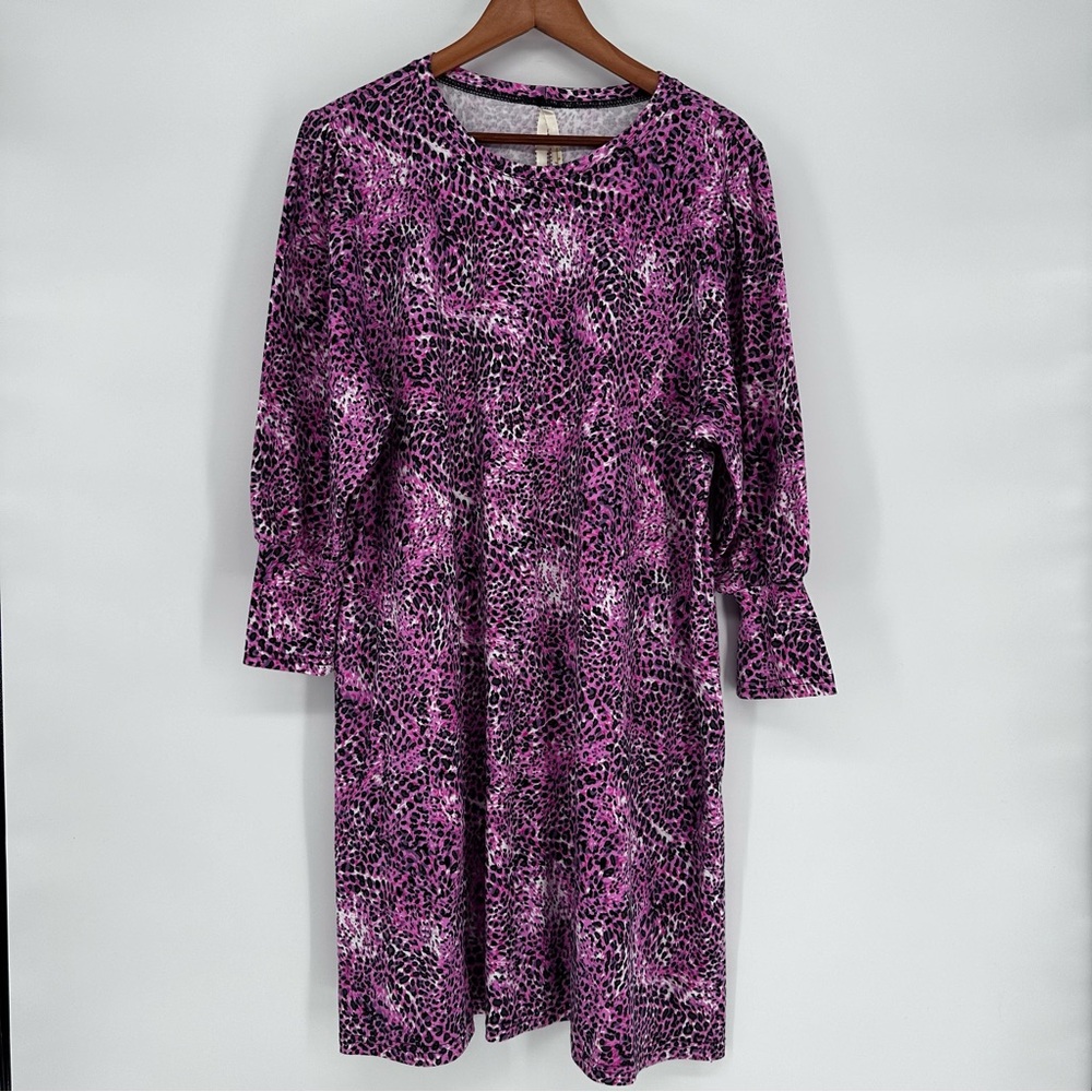 Boho Leopard Uncle Frank Puff Sleeve XL Dress